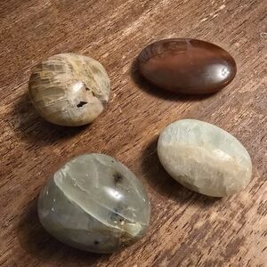 Polished Mixed Gemstone Palm Stones - Natural Green and Brown